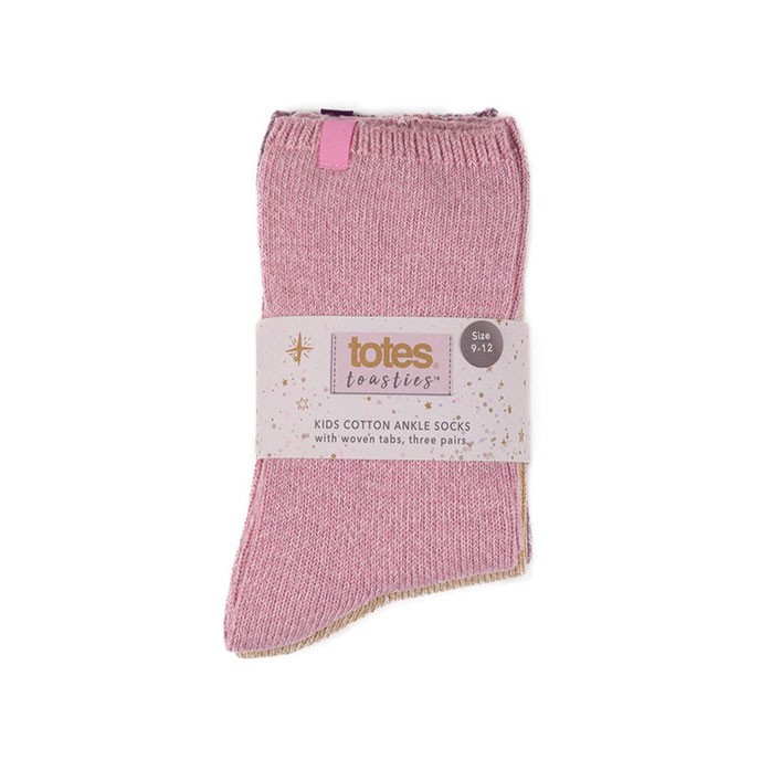 totes Girls Triple Pack Cotton Ankle Socks Multi Extra Image 1
